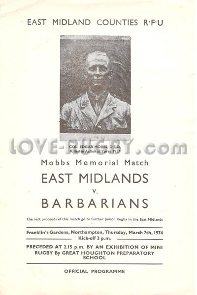 1974 East Midlands v Barbarians  Rugby Programme